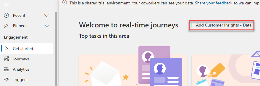 Screenshot of the selection to Add Customer Insights - Data.