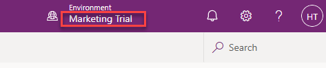 Screenshot of the selection to the Marketing Trial environment you created.