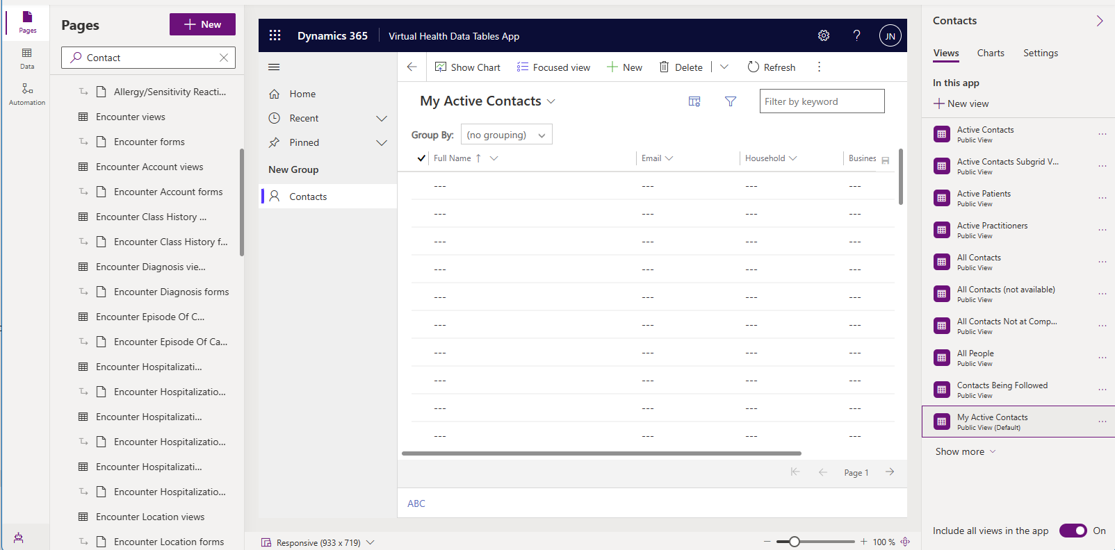 Screenshot of the navigation added for Contacts.