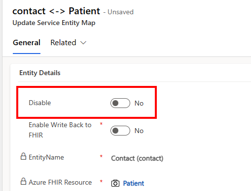 Screenshot of the Disable toggle.