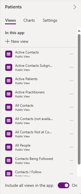 Screenshot of the Include all views in the app toggle.