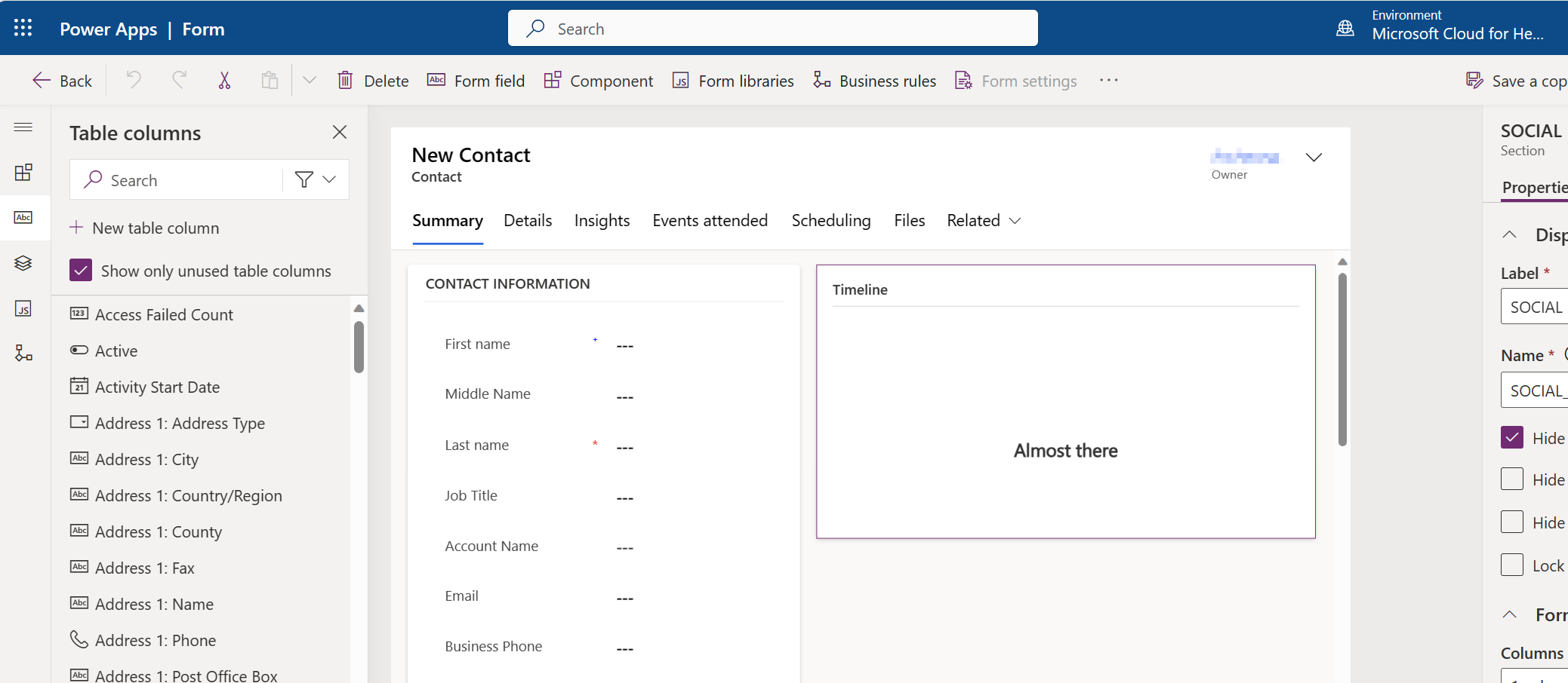 Screenshot of the new form.