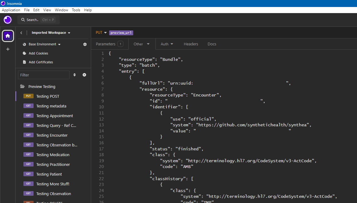 Screenshot of the post request type.