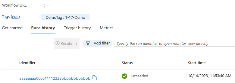 Screenshot of the status updated to Succeeded.