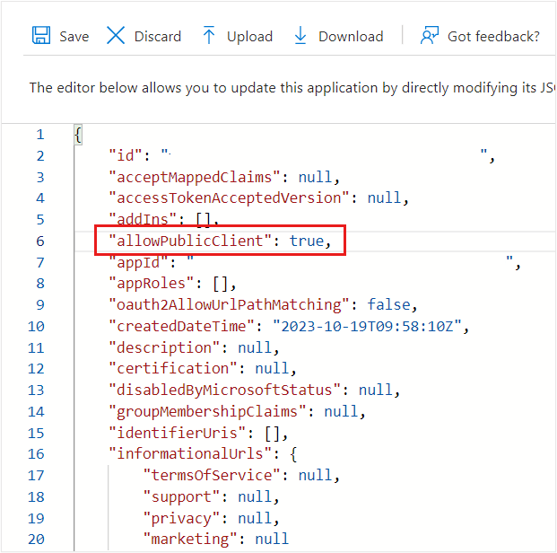Screenshot of the manifest.