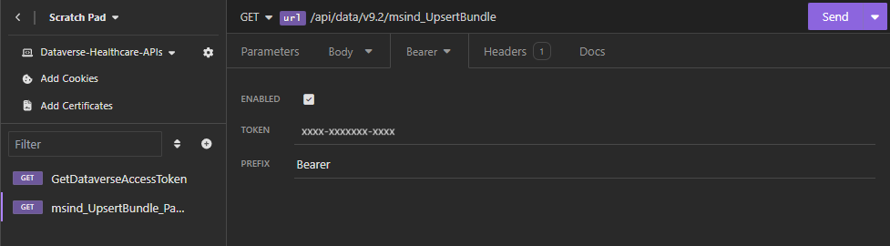 Screenshot of the Token dropdown menu.