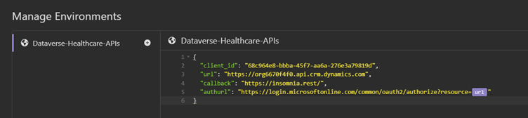 Screenshot of the variables.