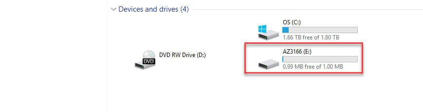 Screenshot of Windows explorer drive name.