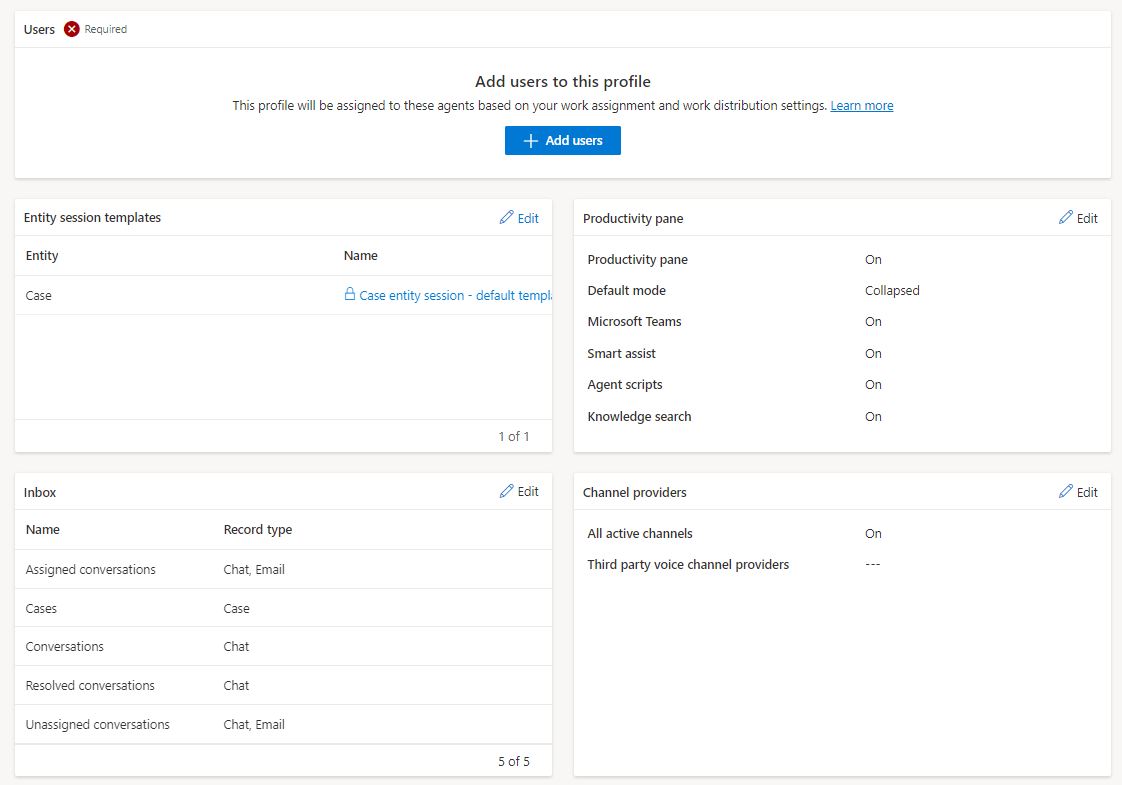 Screenshot of a profile showing the Add users button.