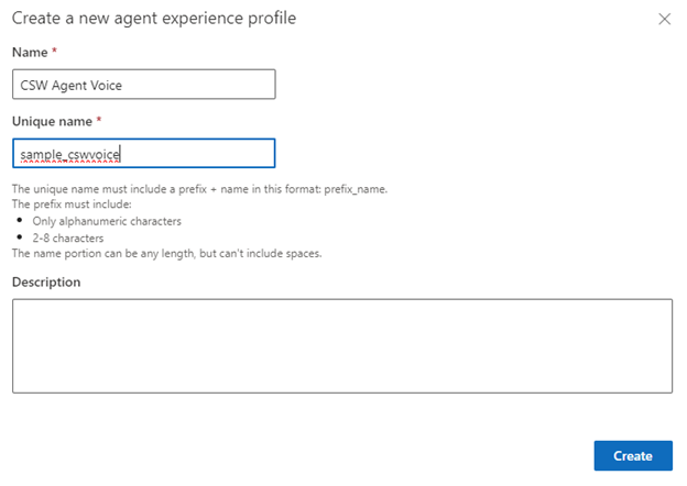 Screenshot showing the New profile dialog.