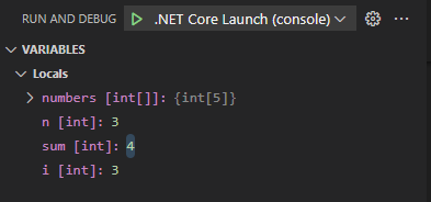 Screenshot showing the Variables section of the Run and Debug view.