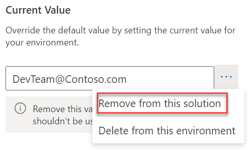 Screenshot of removing the current value from a solution.