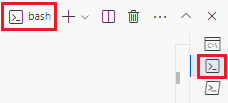 Screenshot of the Visual Studio Code terminal window, with the bash option shown.