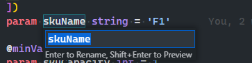 Screenshot from Visual Studio Code that shows how to rename a symbol.