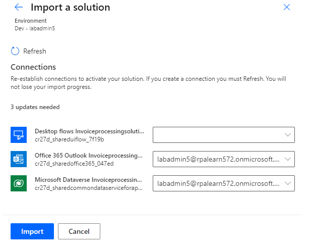 Screenshot showing the Import a solution dialog again.