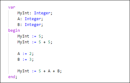 Example of using an Assignment operator.