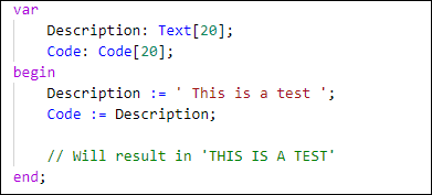 Example of using the Convert text to code.