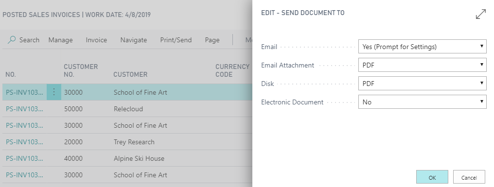 Screenshot of how to edit the send document to information.