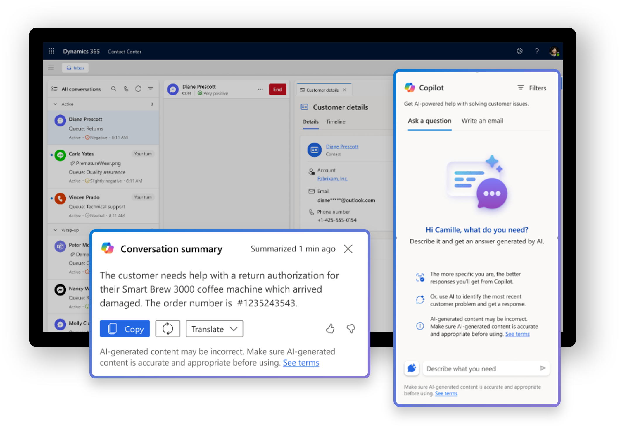 Screenshot showing the Copilot pane in Copilot Service Workspace.