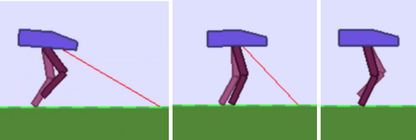 The screenshot shows how a hammer-head robot walks in three steps.