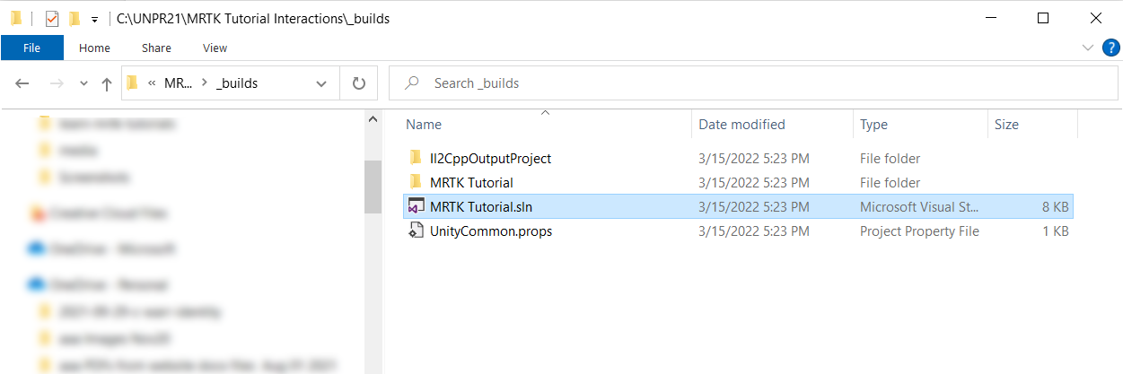 Screenshot of File Explorer with the builds folder displayed.