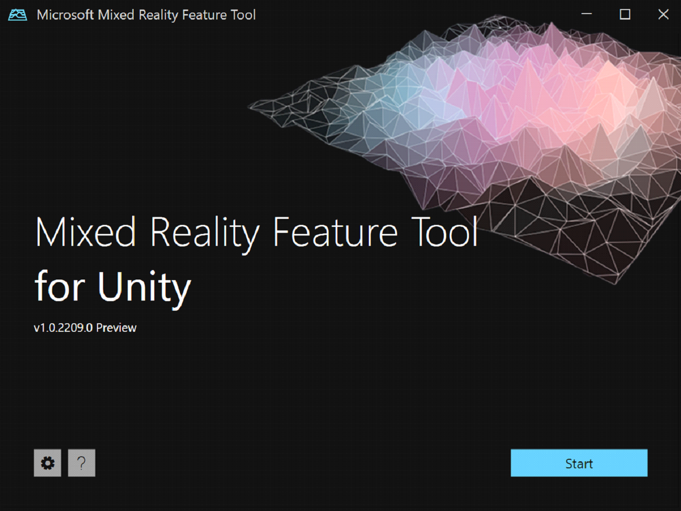 Screenshot of the Mixed Reality Feature Tool opening screen.