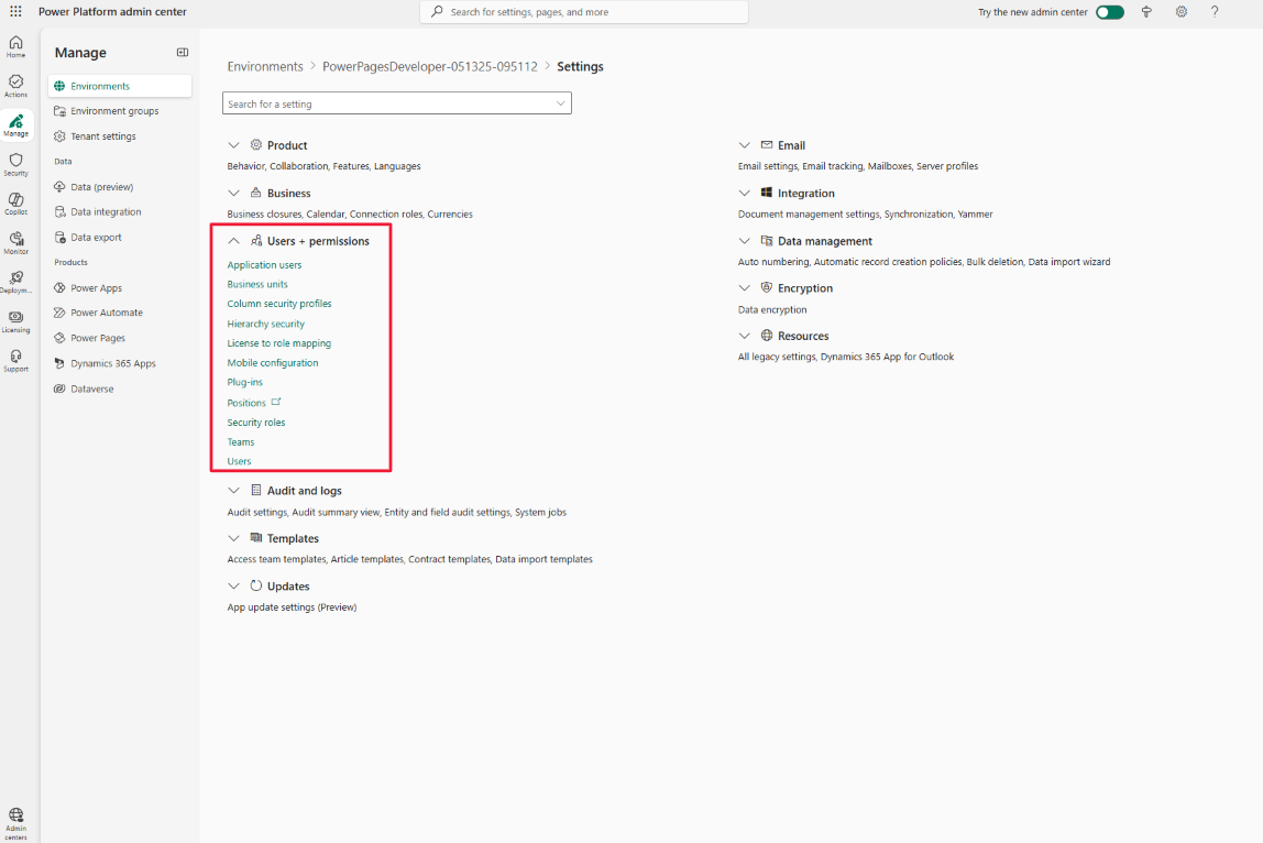 Screenshot of the settings.