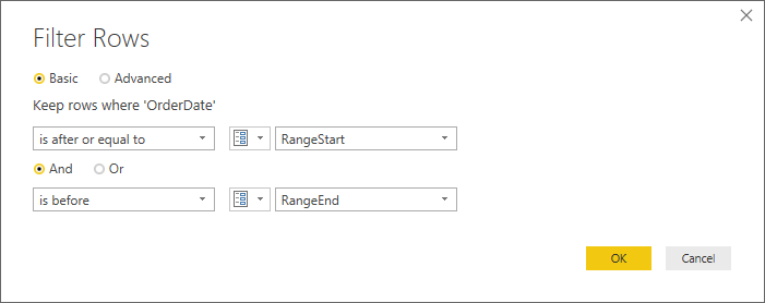 Select filter rows settings