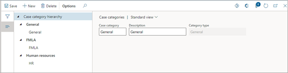 Screenshot showing the case category hierarchy.