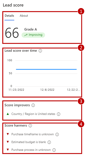 Screenshot of a lead score widget.