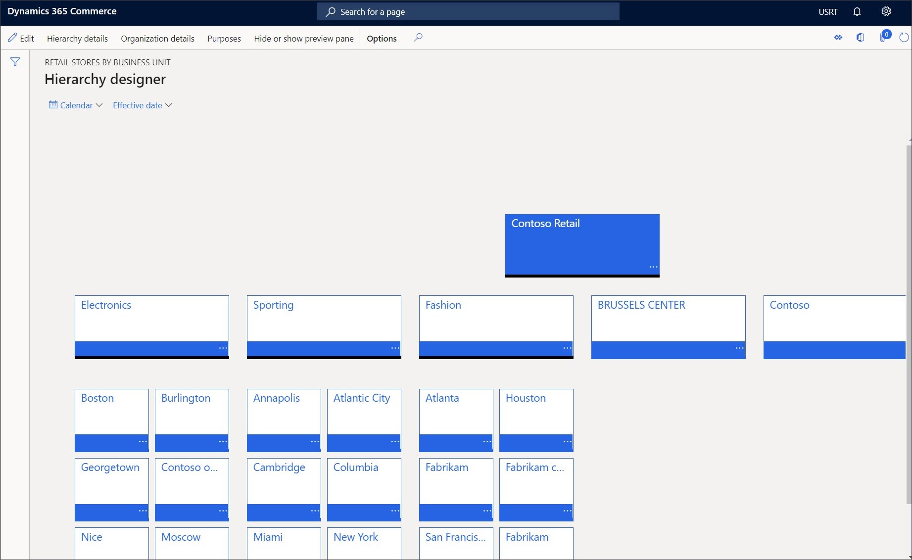 Screenshot of the Hierarchy designer page