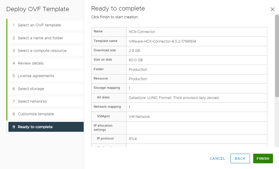 Screenshot that shows the appliance is ready to complete the installation on-premises.