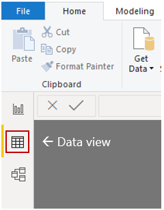 Screenshot of the Data view canvas.