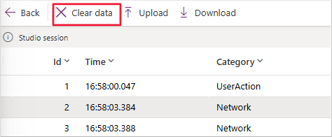 Screenshot of the Monitor dashboard with Clear data highlighted.