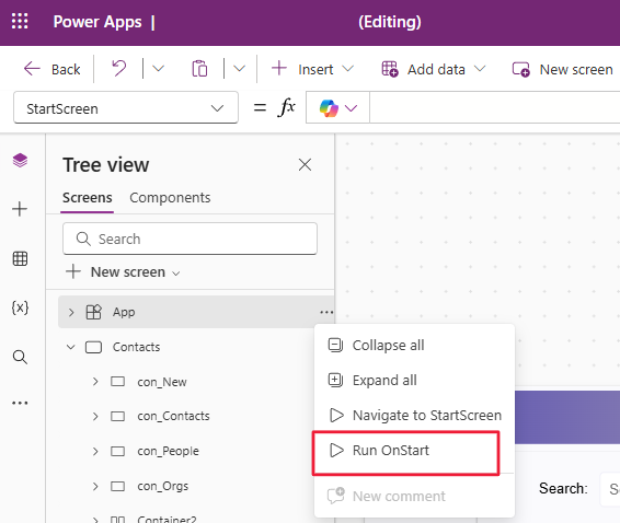 Screenshot of OnStart logic toggle.