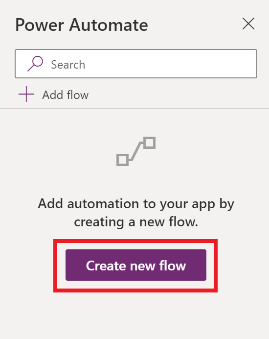 Screenshot of the Data dialog with the Create a new flow button highlighted.