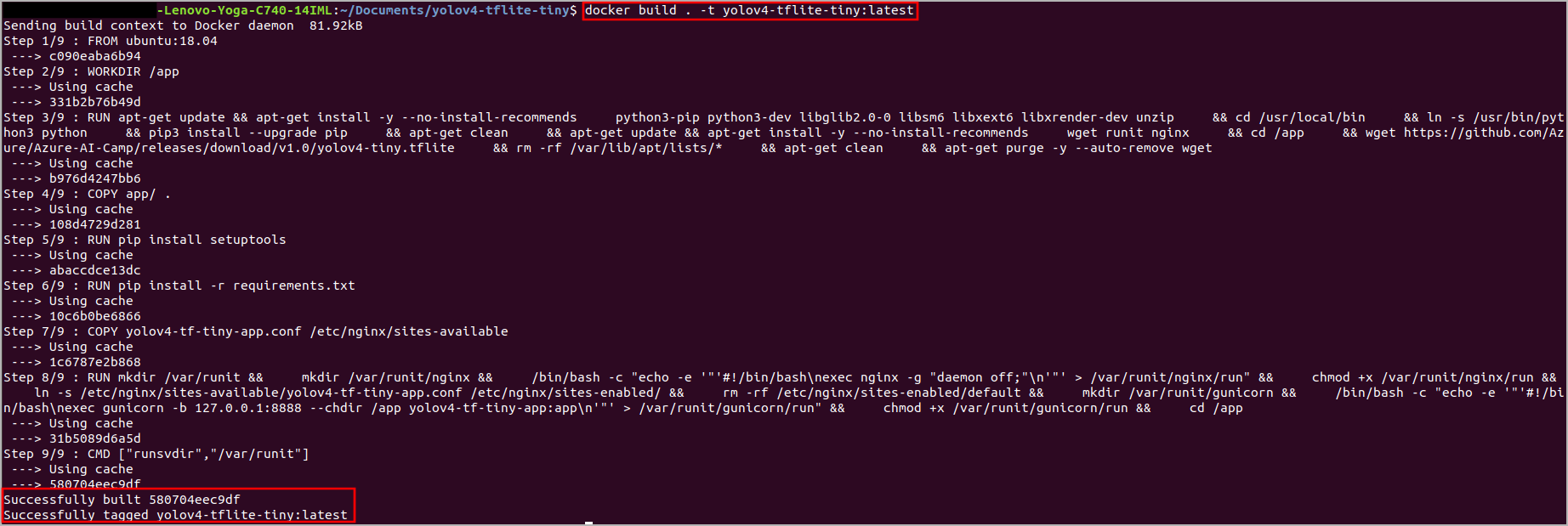 The illustration shows how to build a docker image.