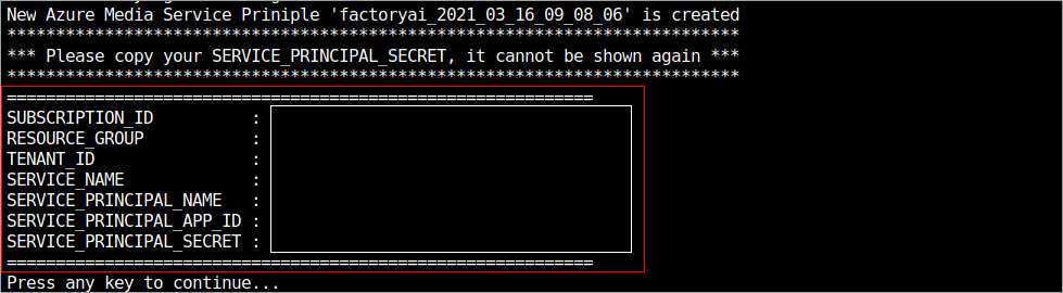 The illustration shows service principle secret.