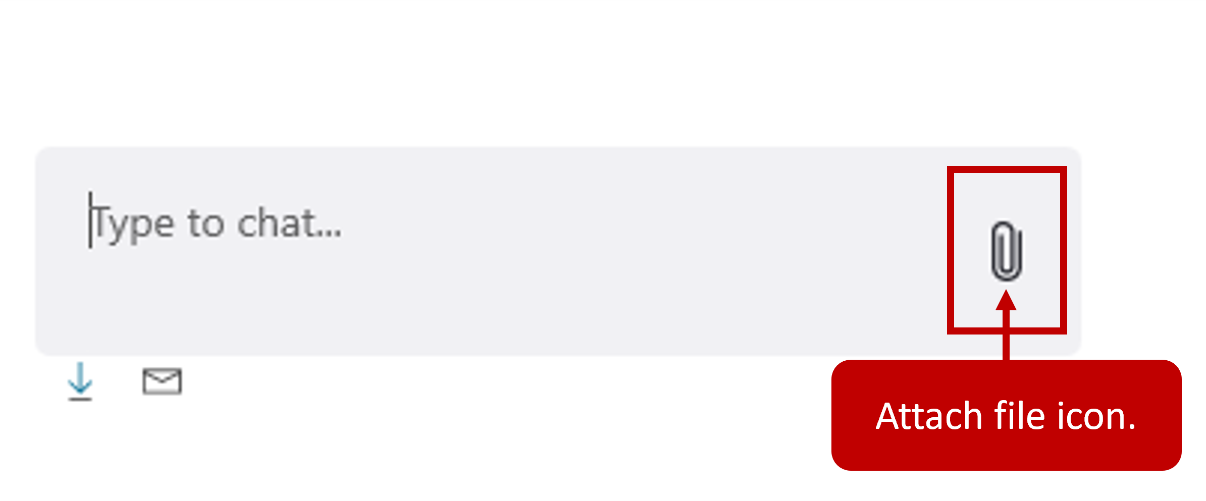 Screenshot of the Attach file icon in the chat widget.