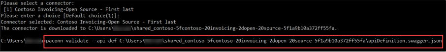 Screenshot of the validate command in the command window.