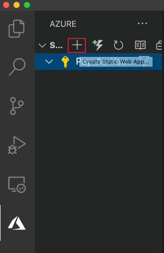 Screenshot that shows creating a static web app in Visual Studio Code.
