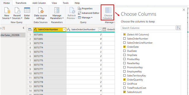 Screenshot shows how to choose columns when aggregating data.