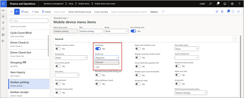 Screenshot of where anchoring option can be enabled.