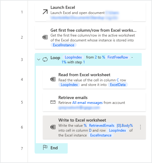 Screenshot of the completed workspace loop example.