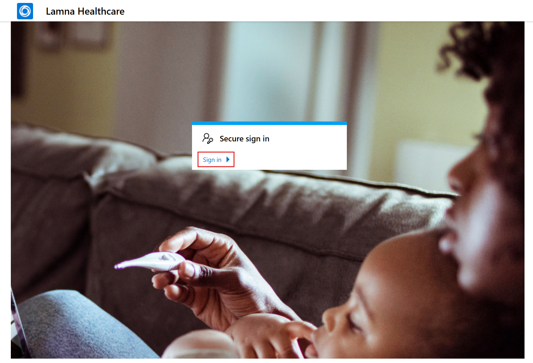 Screenshot of the Lamna Healthcare Patient Portal sign-in page.