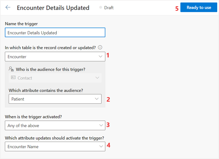 Screenshot of the trigger details page.