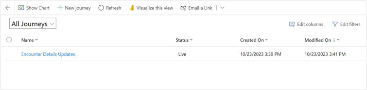 Screenshot of the journey once it is live.