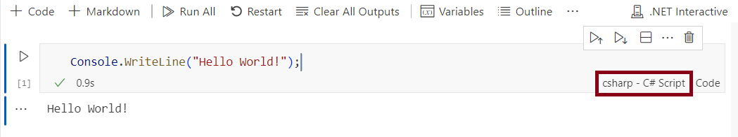 A screenshot showing how to switch from one kernel or language to another in Polyglot Notebooks.