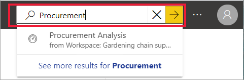 Screenshot of Power BI search for procurement.