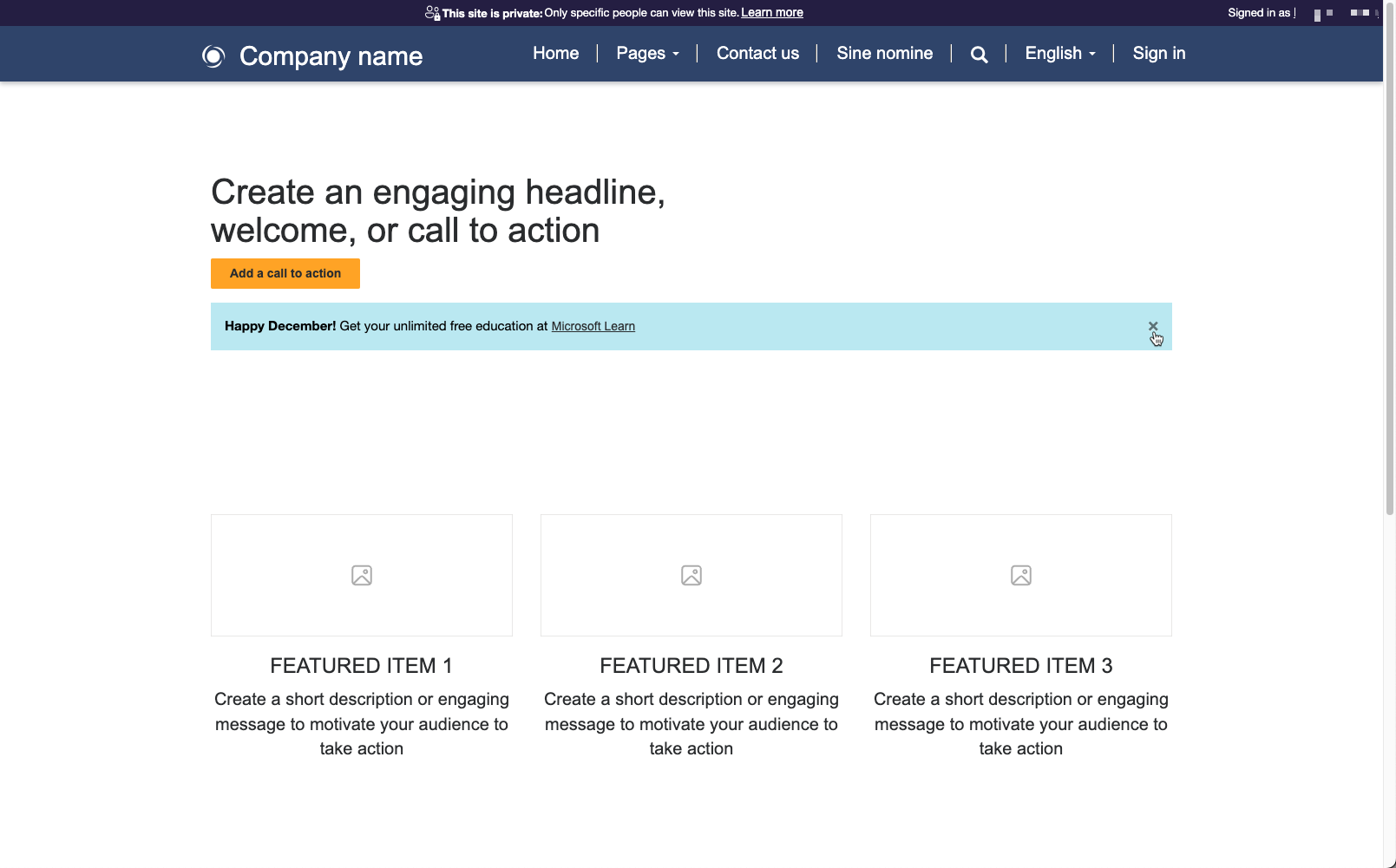 Screenshot of a Power Pages page rendering miscellaneous bootstrap content.
